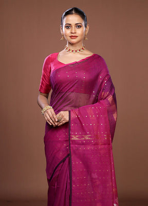Purple Matka Silk Saree With Blouse Piece