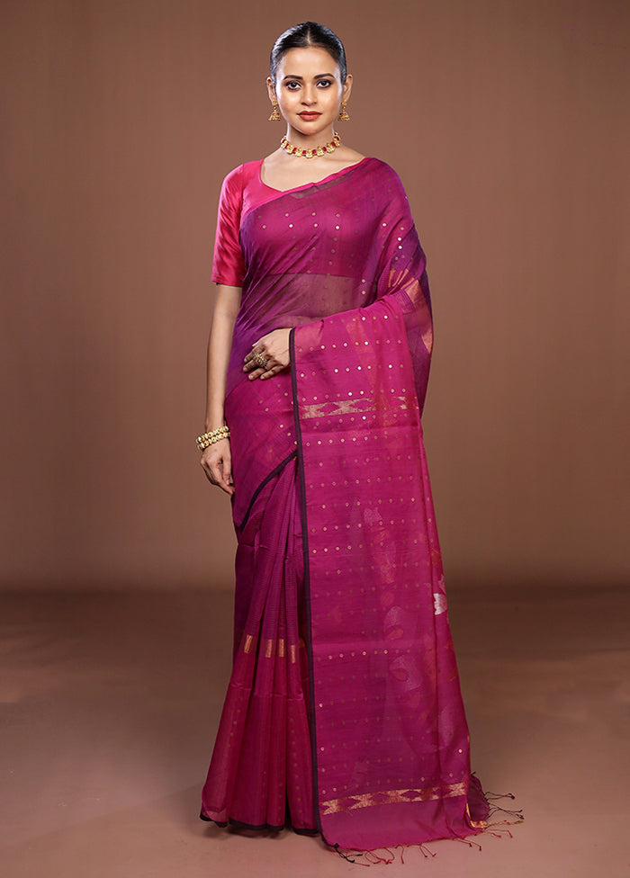 Purple Matka Silk Saree With Blouse Piece