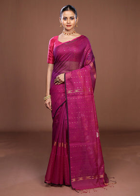 Purple Matka Silk Saree With Blouse Piece