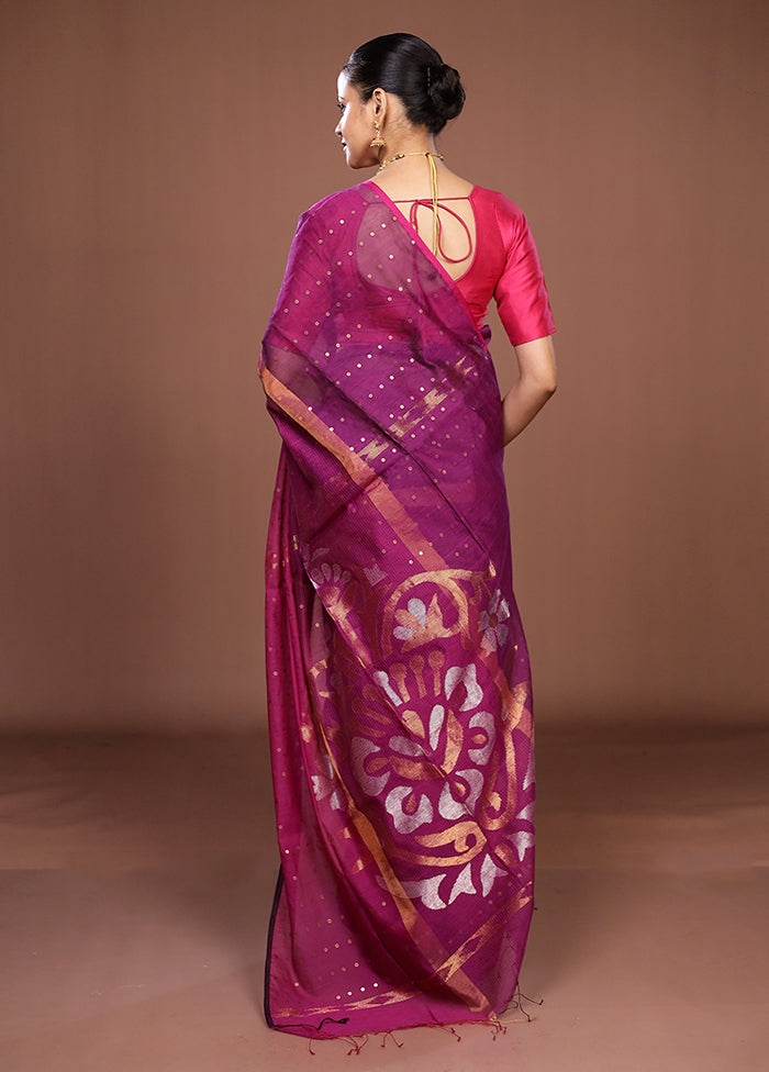 Purple Matka Silk Saree With Blouse Piece
