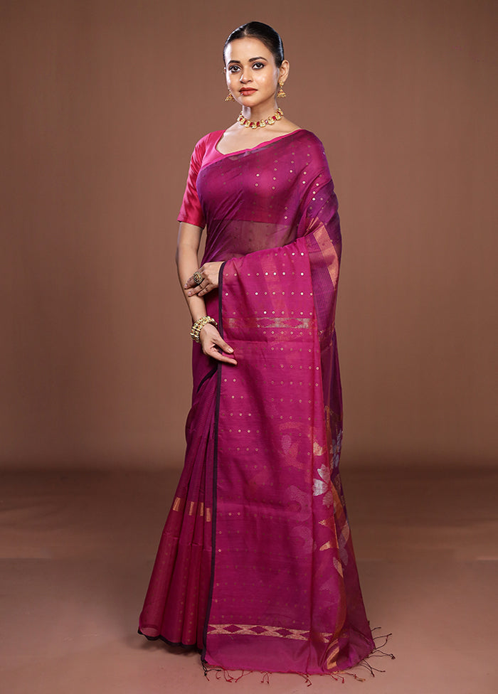 Purple Matka Silk Saree With Blouse Piece