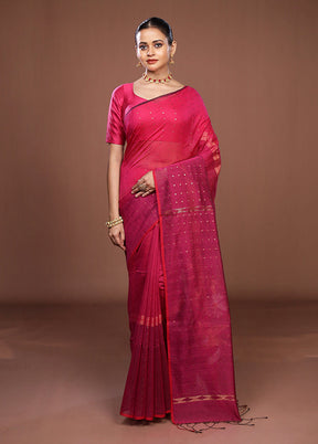 Pink Matka Silk Saree With Blouse Piece