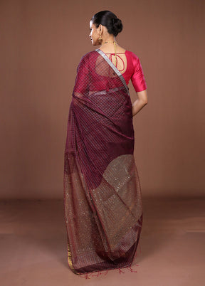 Maroon Matka Silk Saree With Blouse Piece