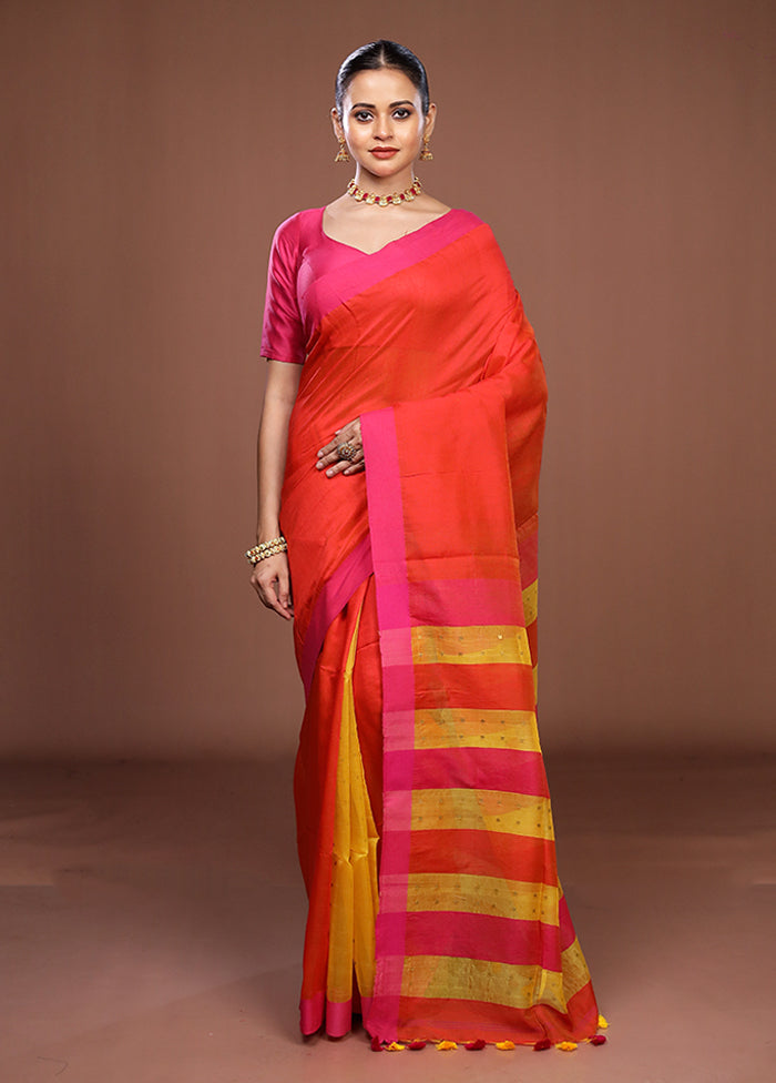 Red Matka Silk Saree With Blouse Piece