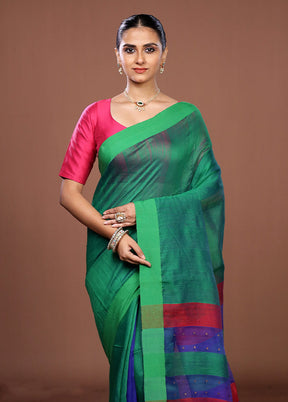 Green Matka Silk Saree With Blouse Piece