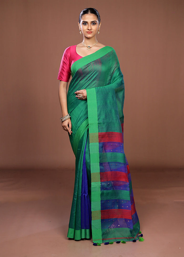 Green Matka Silk Saree With Blouse Piece