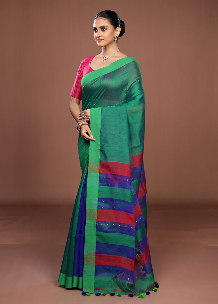 Green Matka Silk Saree With Blouse Piece