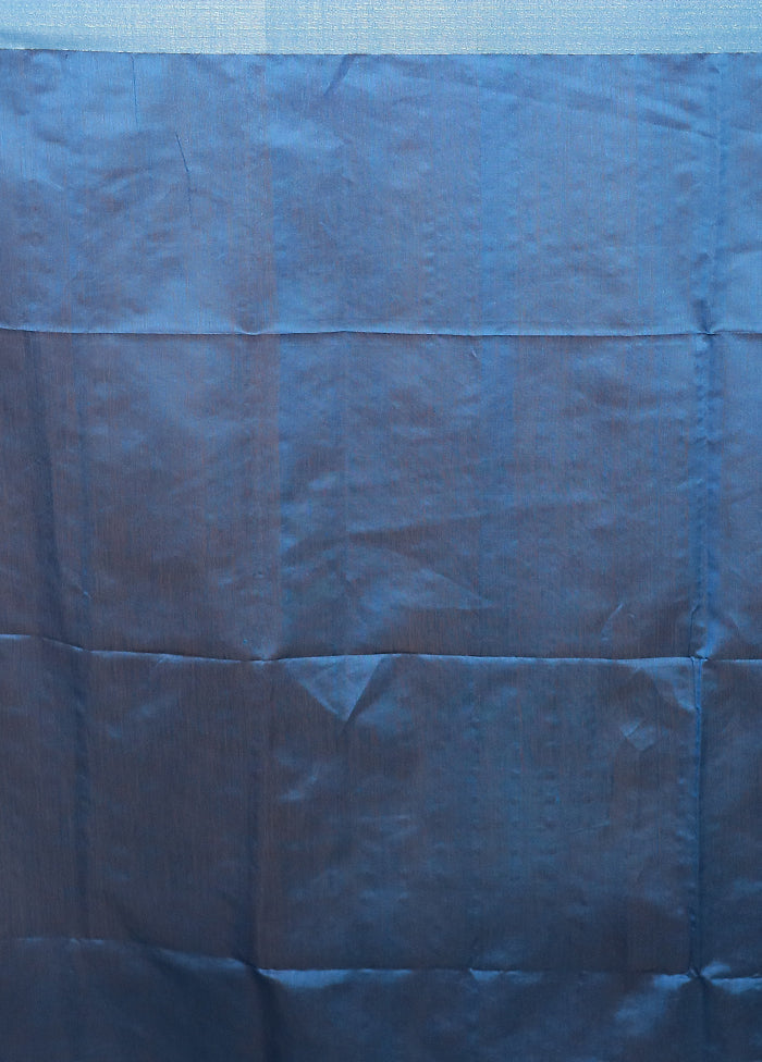 Blue Matka Silk Saree With Blouse Piece