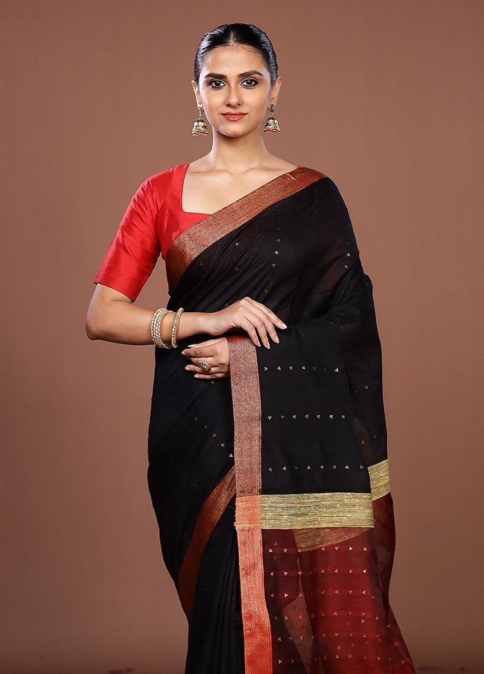 Maroon Matka Silk Saree With Blouse Piece
