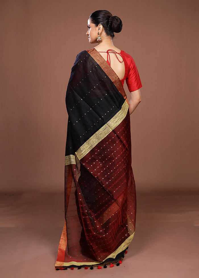 Maroon Matka Silk Saree With Blouse Piece
