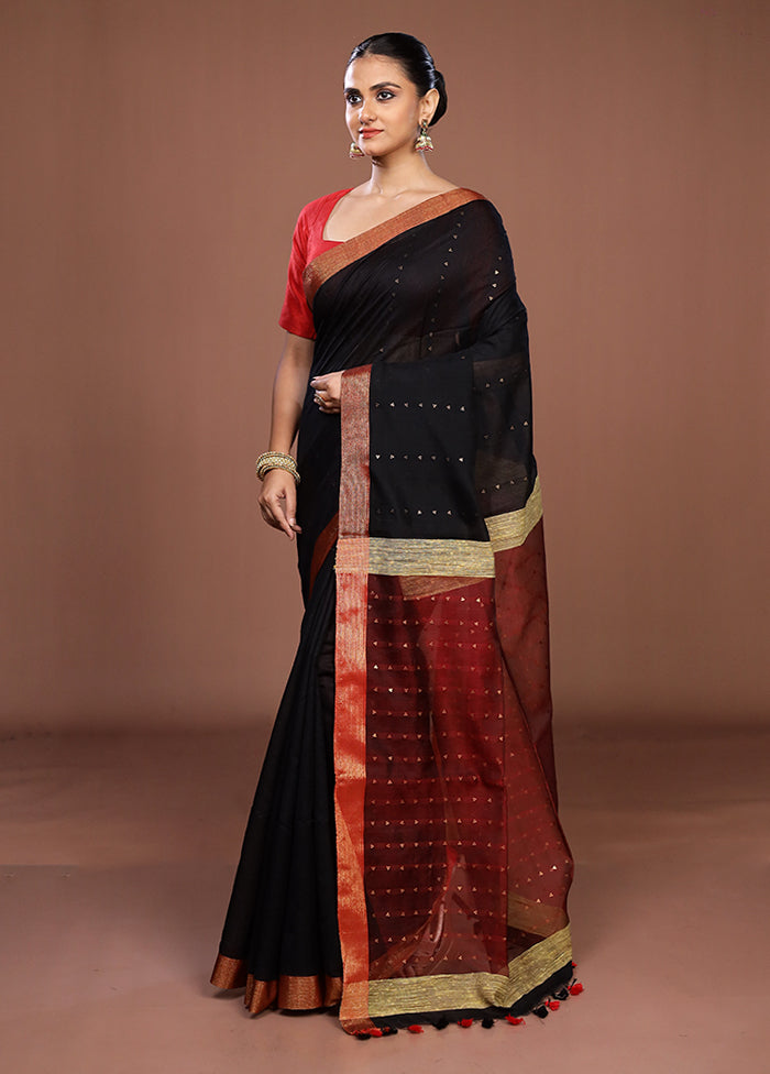 Maroon Matka Silk Saree With Blouse Piece