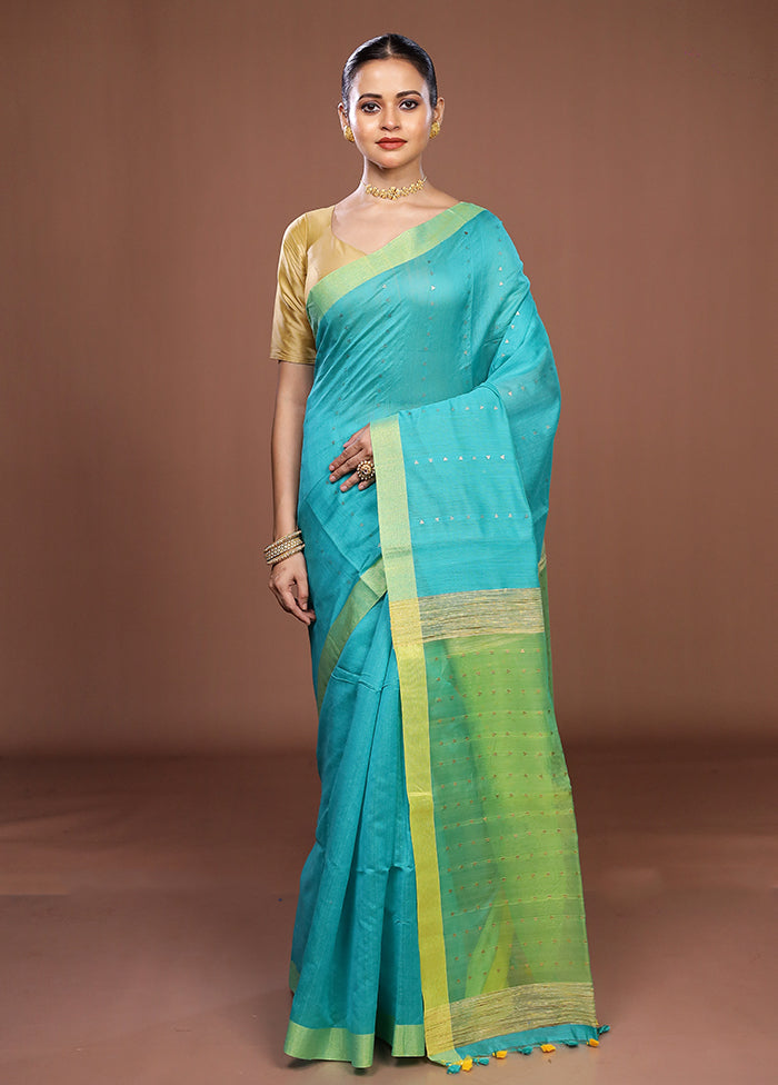Green Matka Silk Saree With Blouse Piece