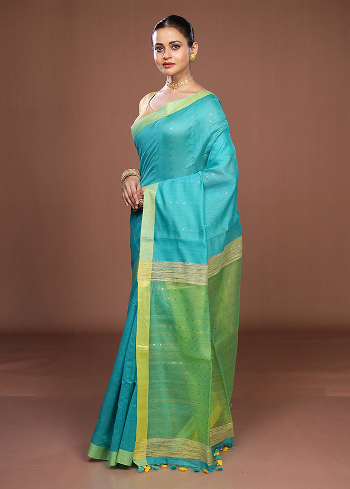 Green Matka Silk Saree With Blouse Piece