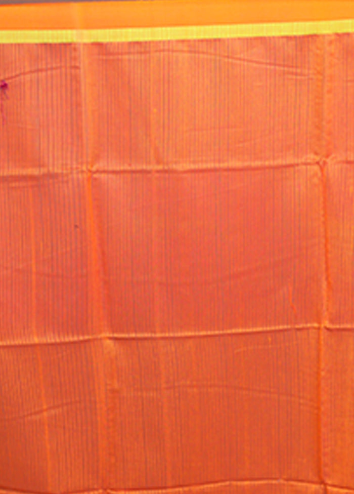 Orange Matka Silk Saree With Blouse Piece