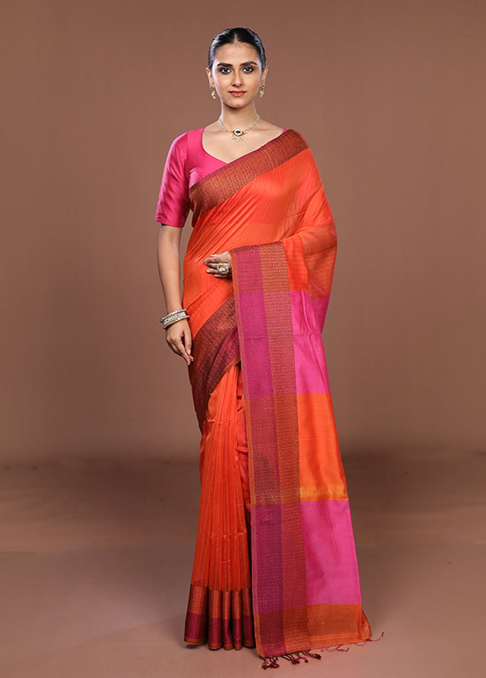Multicolor Matka Silk Saree With Blouse Piece
