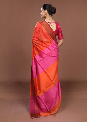 Multicolor Matka Silk Saree With Blouse Piece