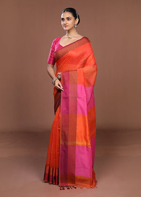Multicolor Matka Silk Saree With Blouse Piece