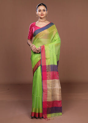 Green Matka Silk Saree With Blouse Piece