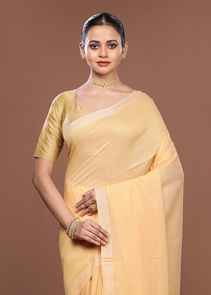 Peach Matka Silk Saree With Blouse Piece