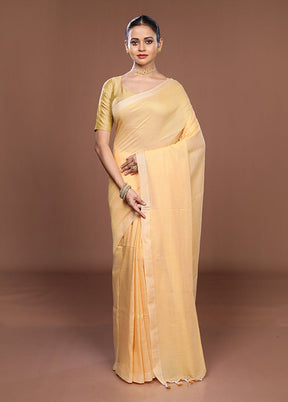 Peach Matka Silk Saree With Blouse Piece
