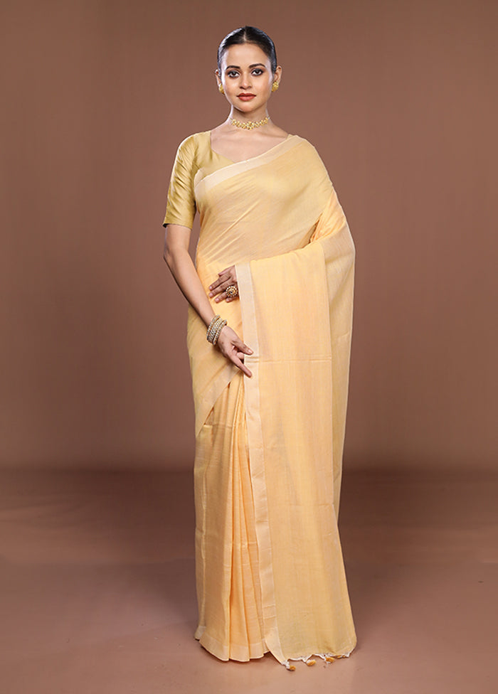 Peach Matka Silk Saree With Blouse Piece
