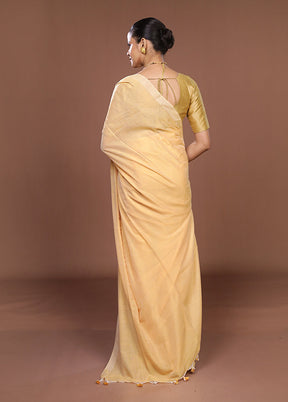 Peach Matka Silk Saree With Blouse Piece