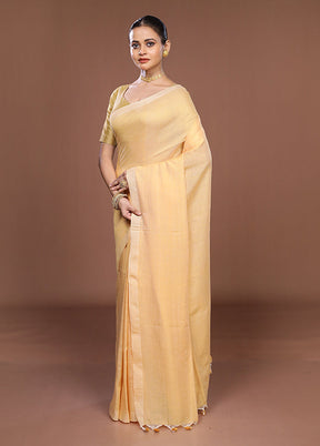 Peach Matka Silk Saree With Blouse Piece