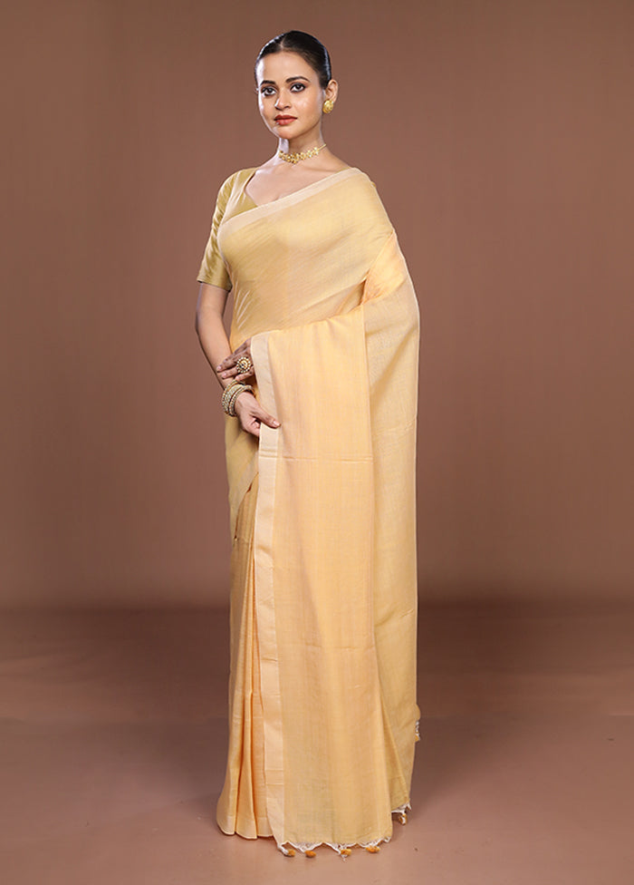 Peach Matka Silk Saree With Blouse Piece
