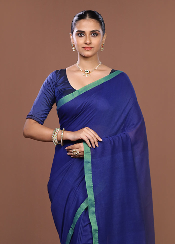 Blue Matka Silk Saree With Blouse Piece