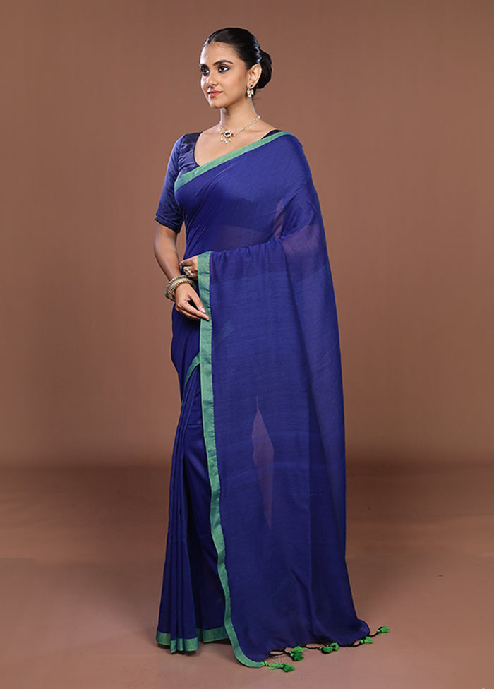 Blue Matka Silk Saree With Blouse Piece