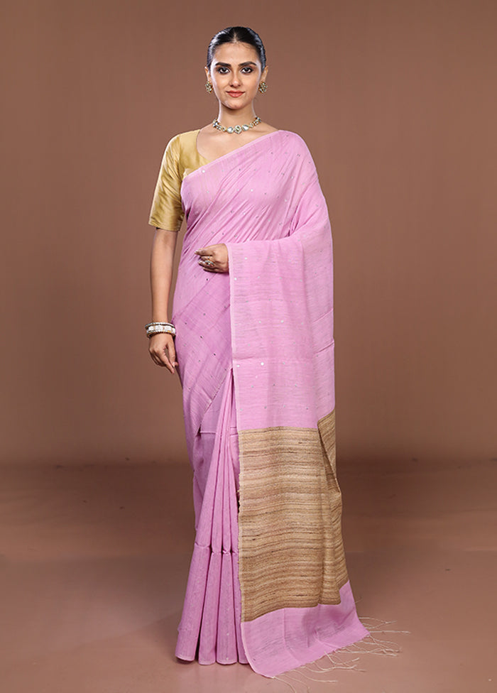 Purple Matka Silk Saree With Blouse Piece