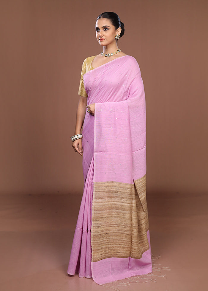 Purple Matka Silk Saree With Blouse Piece