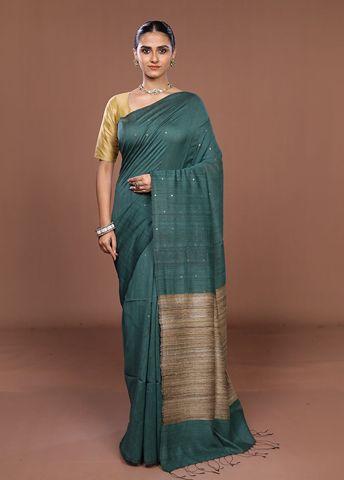 Green Matka Silk Saree With Blouse Piece