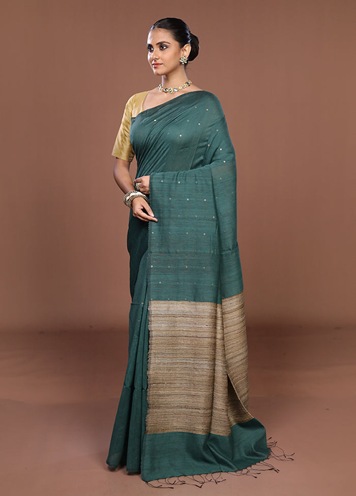 Green Matka Silk Saree With Blouse Piece