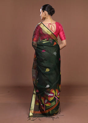 Green Matka Silk Saree With Blouse Piece