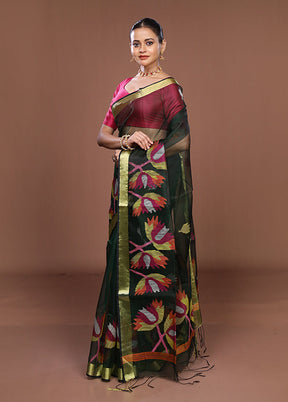 Green Matka Silk Saree With Blouse Piece