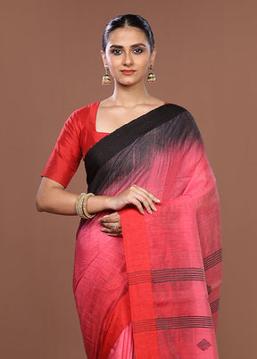 Pink Matka Silk Saree With Blouse Piece