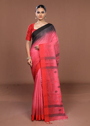 Pink Matka Silk Saree With Blouse Piece