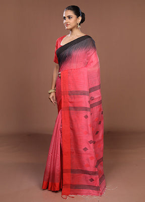 Pink Matka Silk Saree With Blouse Piece