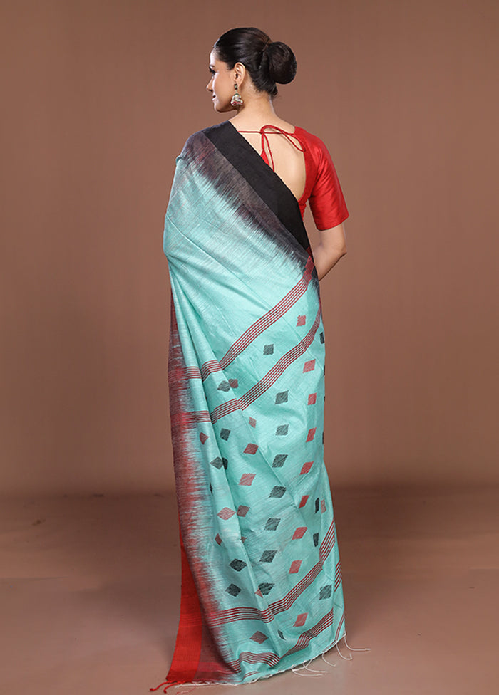 Blue Matka Silk Saree With Blouse Piece
