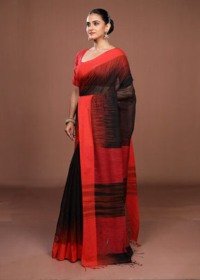 Black Matka Silk Saree With Blouse Piece