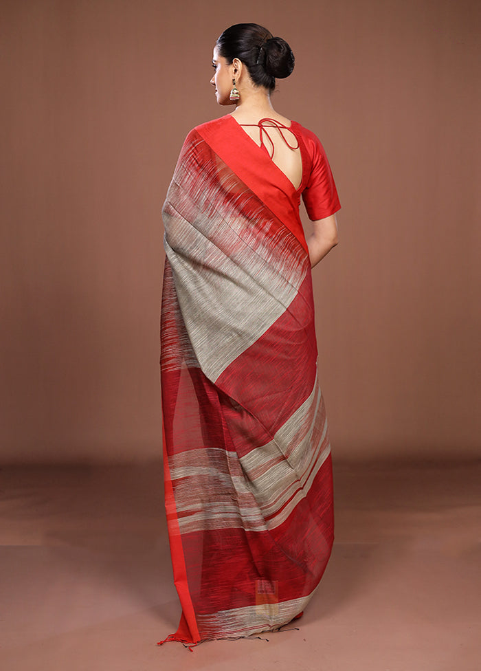 Grey Matka Silk Saree With Blouse Piece