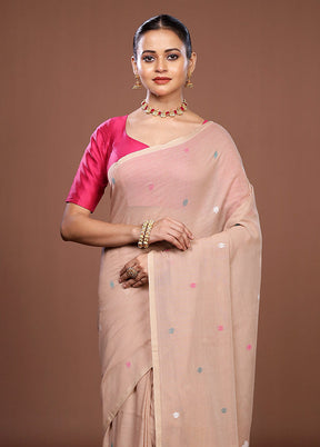 Cream Matka Silk Saree With Blouse Piece