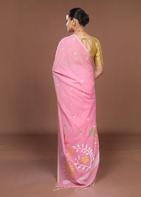 Pink Matka Silk Saree With Blouse Piece