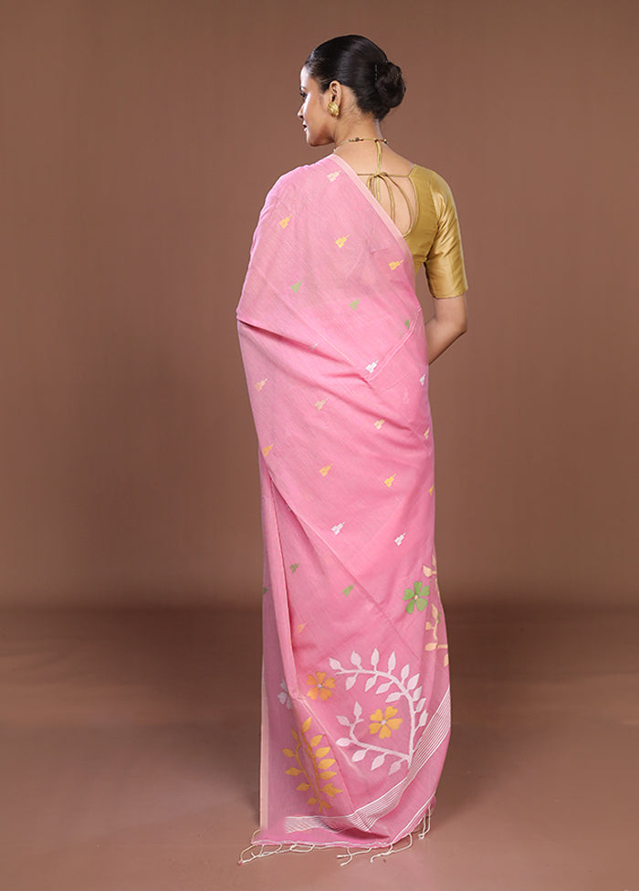 Pink Matka Silk Saree With Blouse Piece