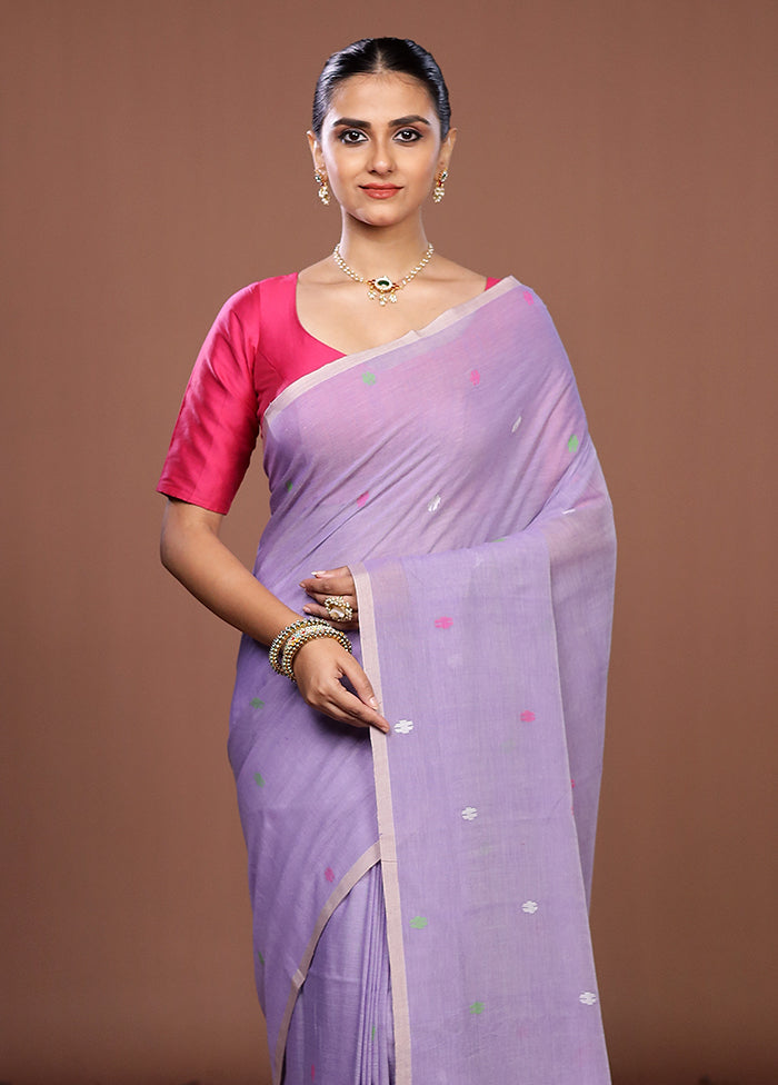 Purple Matka Silk Saree With Blouse Piece