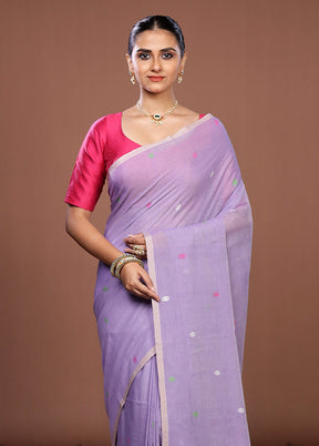 Purple Matka Silk Saree With Blouse Piece
