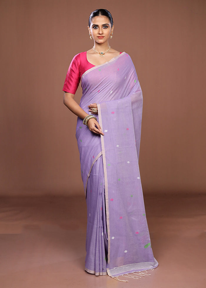 Purple Matka Silk Saree With Blouse Piece