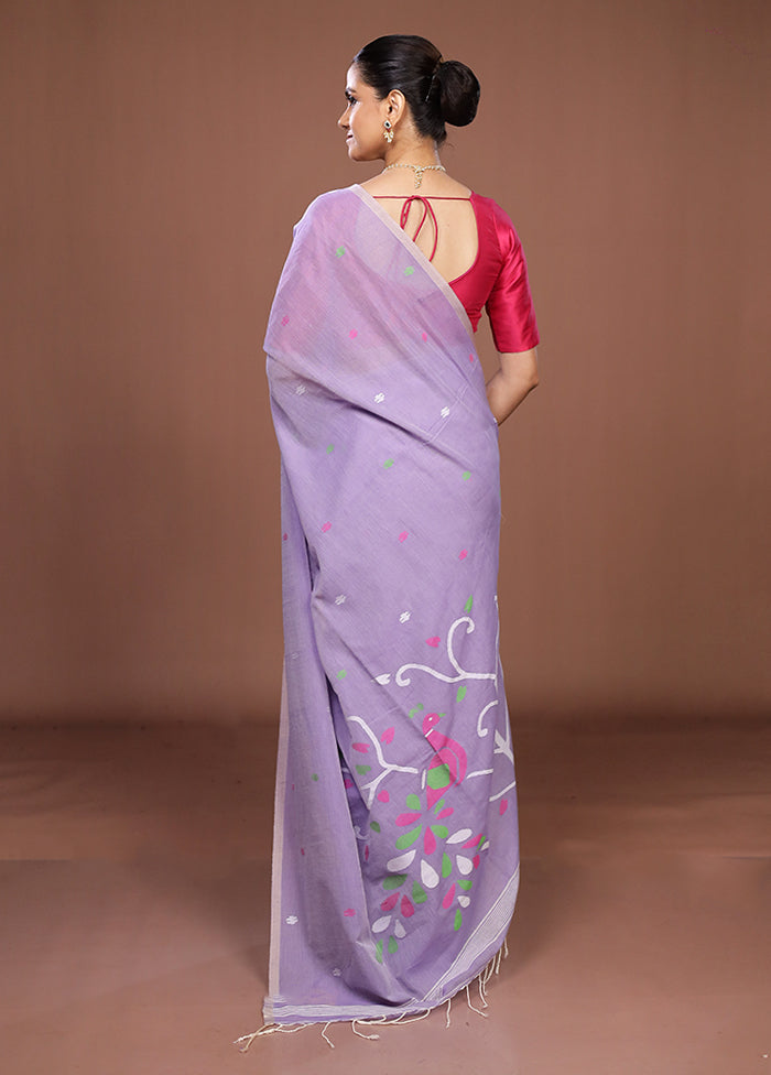 Purple Matka Silk Saree With Blouse Piece