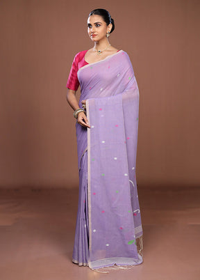 Purple Matka Silk Saree With Blouse Piece